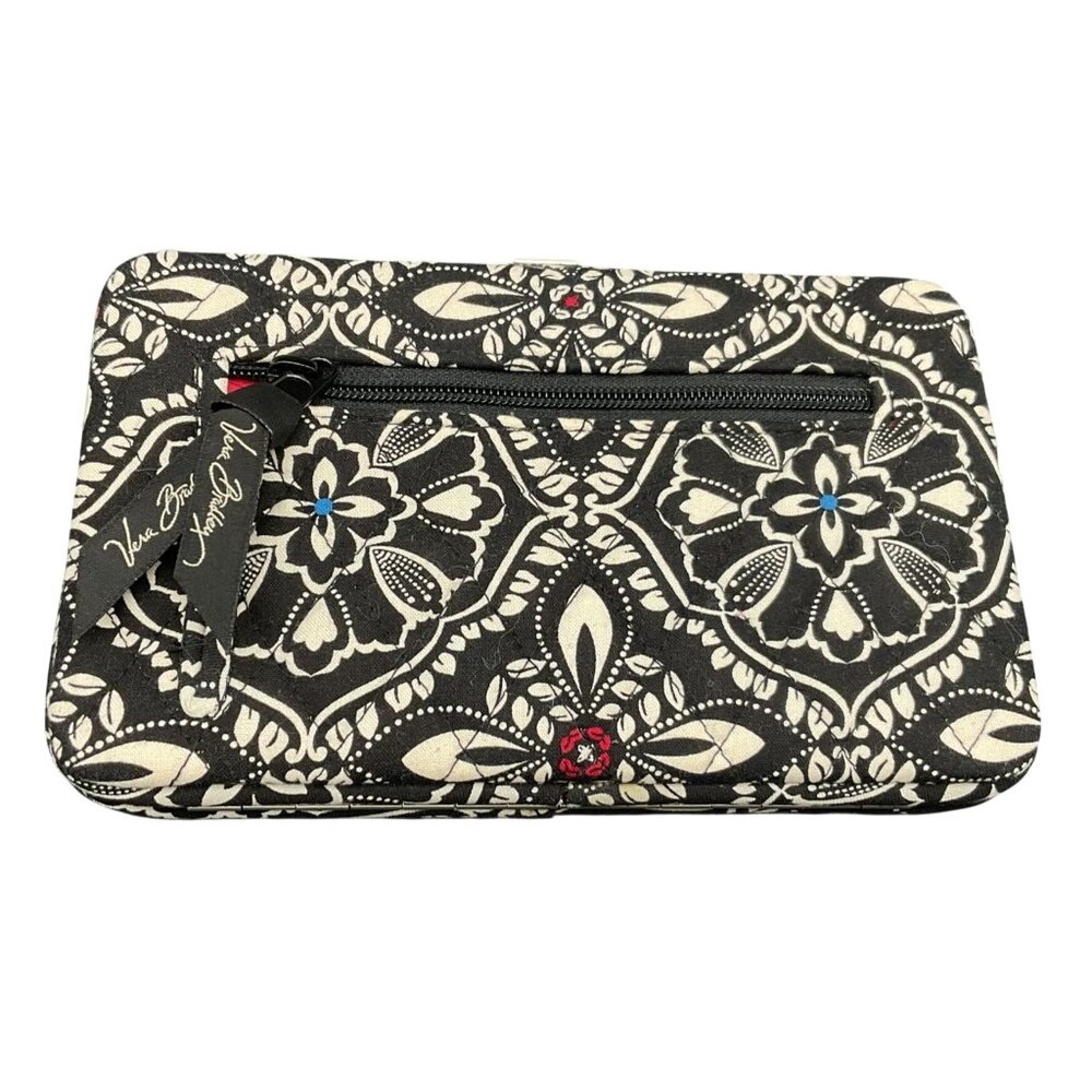 NWOT Vera Bradley Opera Wallet in Barcelona Pattern Black White  Floral 8" x 5"